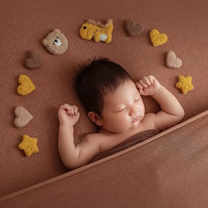 5/7/10 Pcs/Set Newborn Photography Props DIY Handmade Baby Wool Felt Dinosaur Stars Love Heart Doll Photography Studio Props