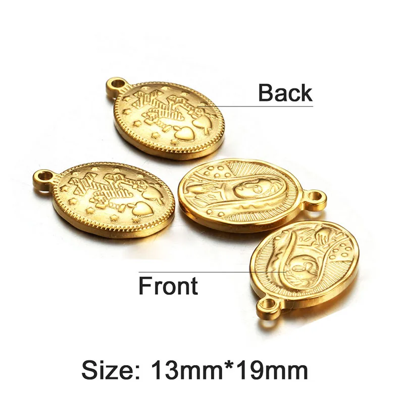 5pcs Stainless Steel Portrait Virgin Mary Pendant Anti-Corrosion Oval Round Catholicism Pendant Charm Jewelry Making Accessories - Image 4