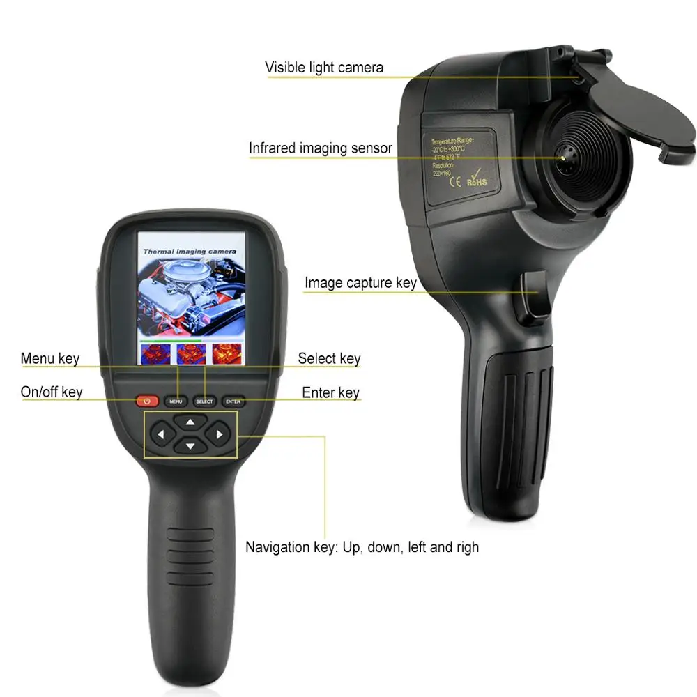 2018 New Realeased HT-18 Handheld Infrared Temperature Heat IR Digital Thermal Imager Detector Camera with storage 220x160 Resol