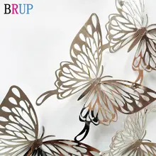 12P 3D Butterfly Wall Stickers in Gold and Silver #6