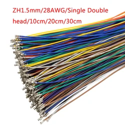 100PCS ZH1.5mm linea terminale singola testa doppia testa solo estremità filo elettronico linea di collegamento 28awg 10cm/20cm/30cm