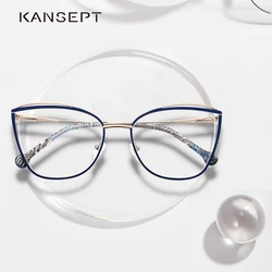 KANSEPT Metal Glasses Frame Women Cat Eye Myopia Computer Eyeglasses Frames 2022 Lady Stylish Eyewear High Quality MS3535