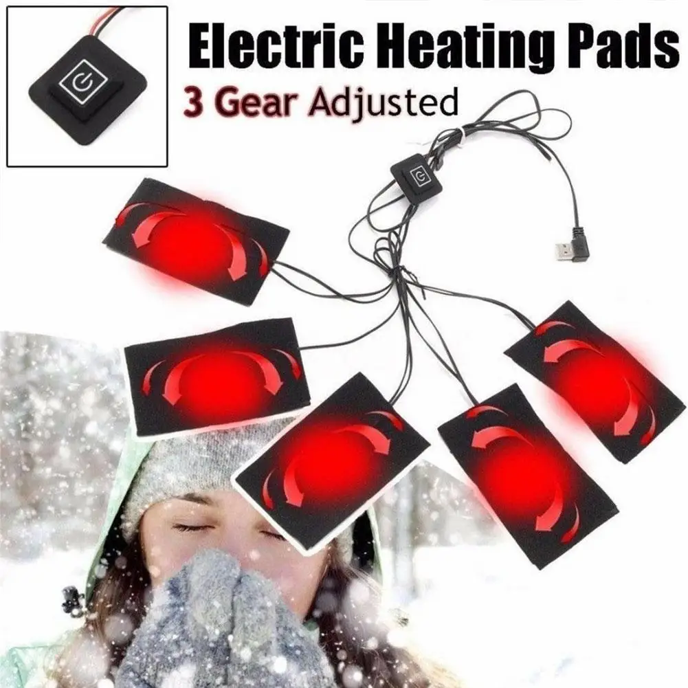 New 5 in1 USB Thermal Heated Pad Electric Vest Heating Warmer Pad Jacket Winter Body Warmer Electric Vest Heated Cloth