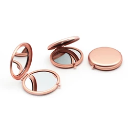 Wholesale Rose Folding Mirror Custom Stainless Steel Portable Put In Your Pocket Compact Round Mirror For Makeup