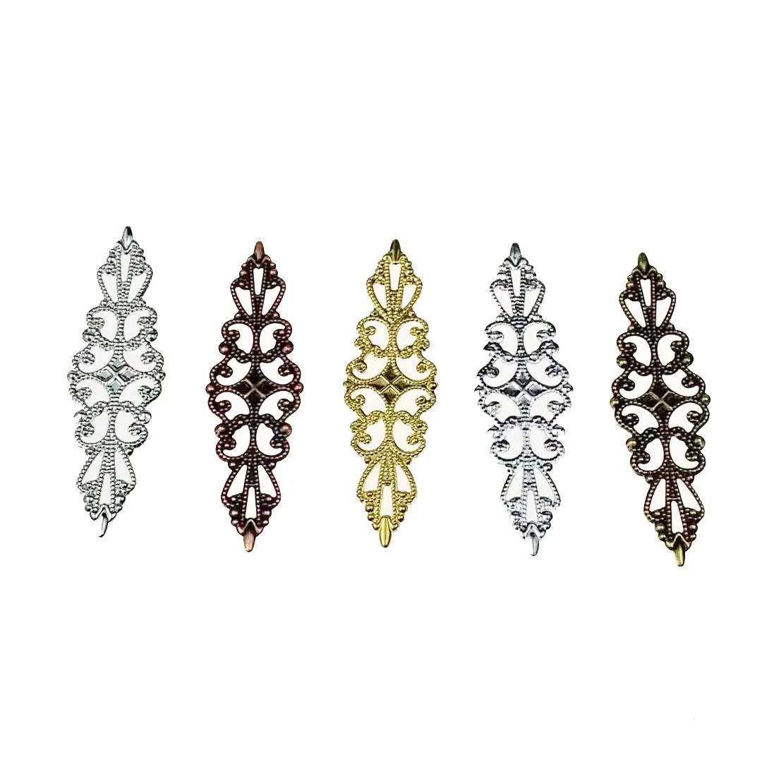 20 pcs/lot 16*57mm Metal Filigree Slice Charms base Setting Jewelry DIY Components Findings