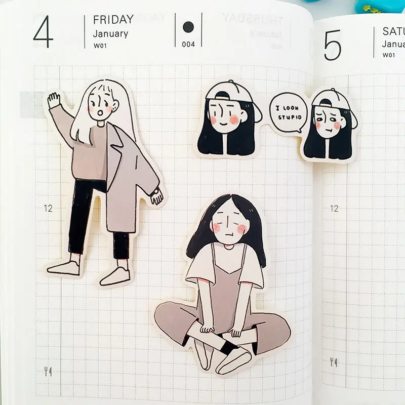 Stickers 17pcs Cute Girls Hand Account Intern Hand Account Photo Album Sticker DIY Material Package After Work