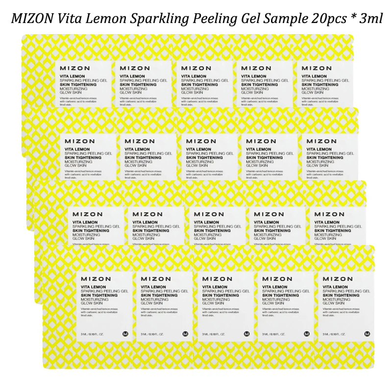 MIZON Vita Lemon Sparkling Peeling Gel Sample 20pcs Exfoliating Gel Scrubs Hyaluronic Acid Cleanser Cleanser Face Anti-spot Gel