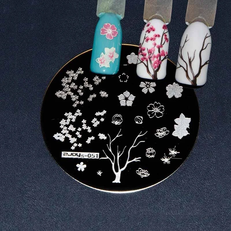 Round Nail Art Stamp Stamping Plates Template Set Halloween Christmas Cute Animal Flower Rose Lace Image 5.5cm Manicure Plate