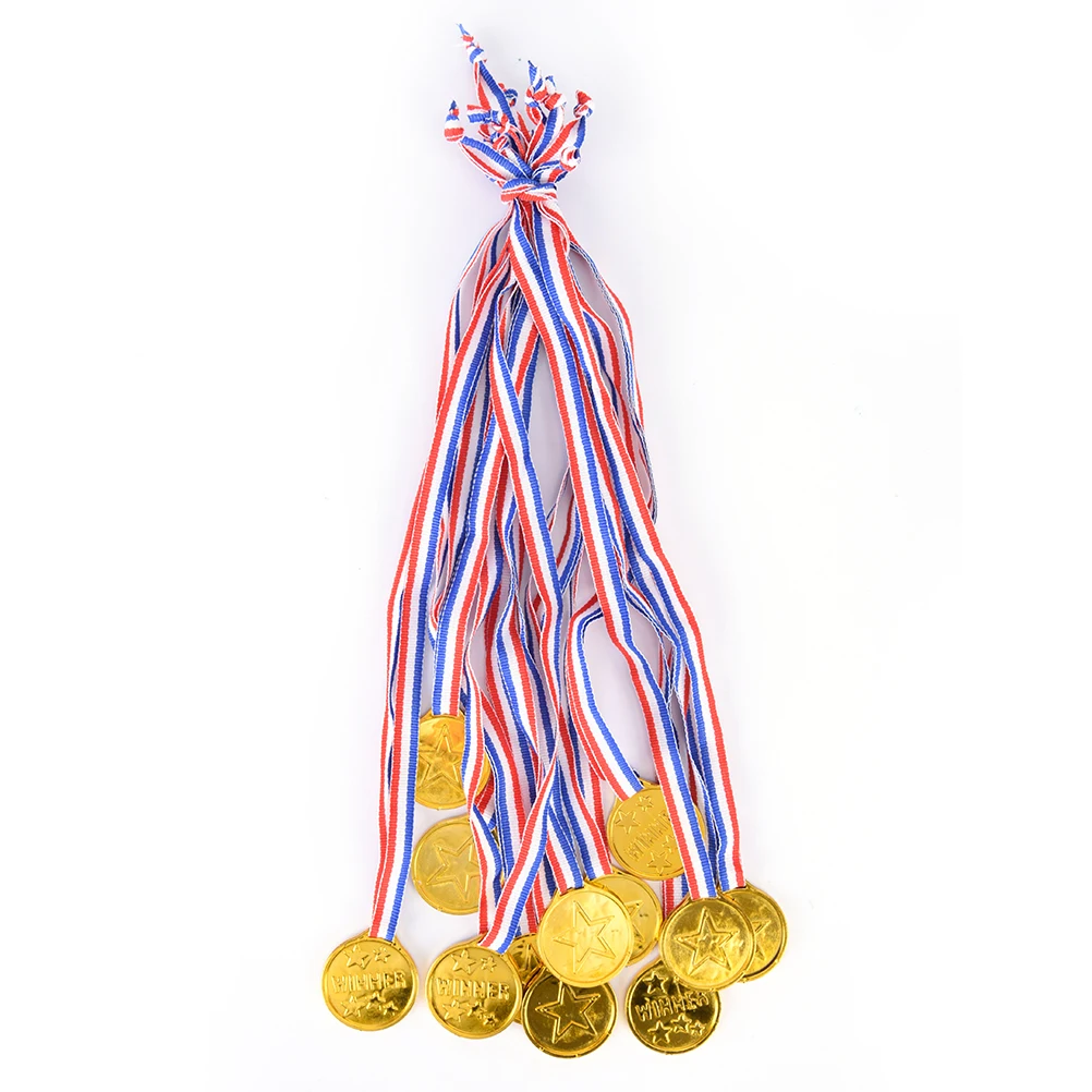 1/6/12pcs High Quality Kids Game Sports Prize Awards Toys Plastic Children Gold Winners Medals Party Favor