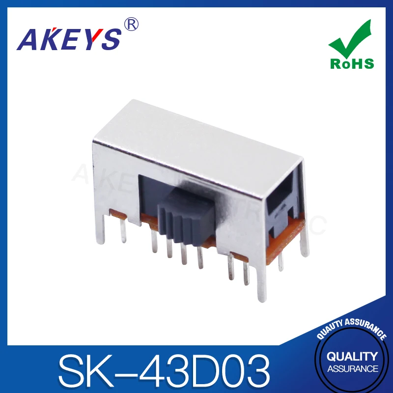 10PCS SK-43D03 (4P3T) Handle Height 7 / 4mm 3-gear toggle switch 4 fixed feet 16 feet horizontal