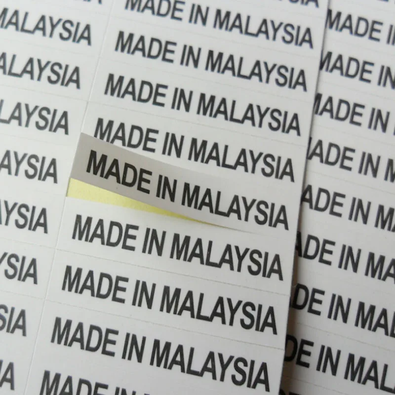 Country of origin sticker MADE IN MALAYSIA/THAILAND 1000PCS 6X28mm white label with black print