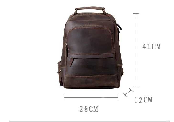 New leather men\'s shoulder bag, head-layer cowhide travel backpack, retro mad horse bag, computer bag