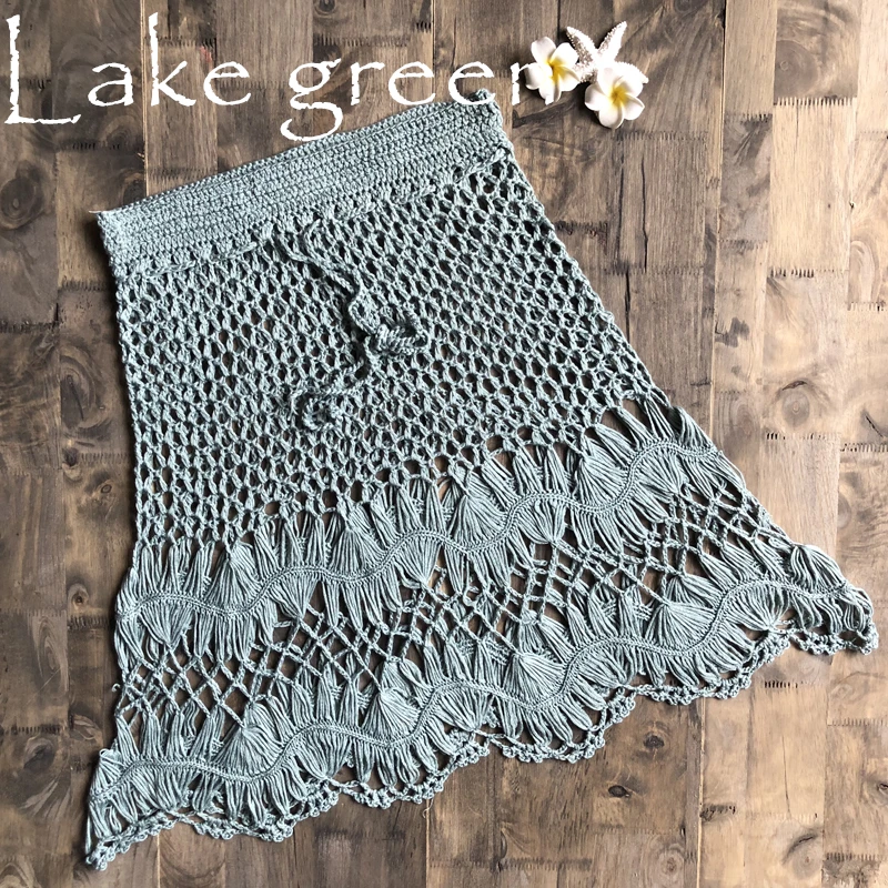 Boho Cotton Crochet Knitted Mini Skirts Women Summer High Waist Beach Hollow Out Mini Skirt Cool 2019 Hot Sale