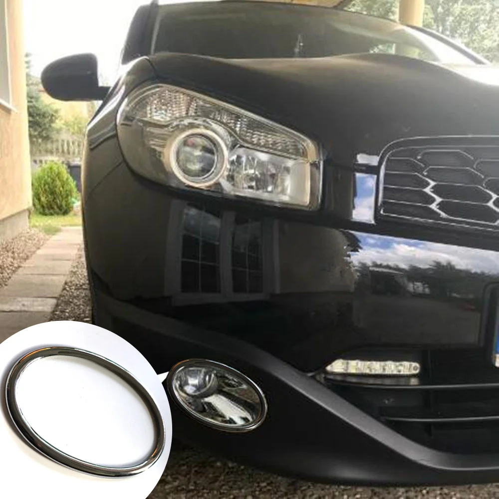 Dla Nissan Qashqai J10 2013 2012 2011 2010 przednie światło przeciwmgielne ramka z zaokrąglonymi rogami Bezel odlewnictwo Decor Guard Trim naklejki do stylizacji samochodów