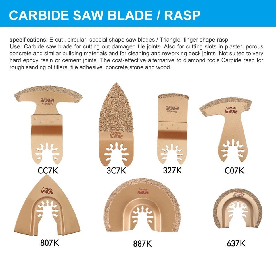 Imagem -02 - Newone Carboneto Diamante Oscilante Lâminas de Serra para Mudança Rápida Multi-ferramentas de Telha Prorous Concreto Cortador de Cerâmica de Cimento 1pc