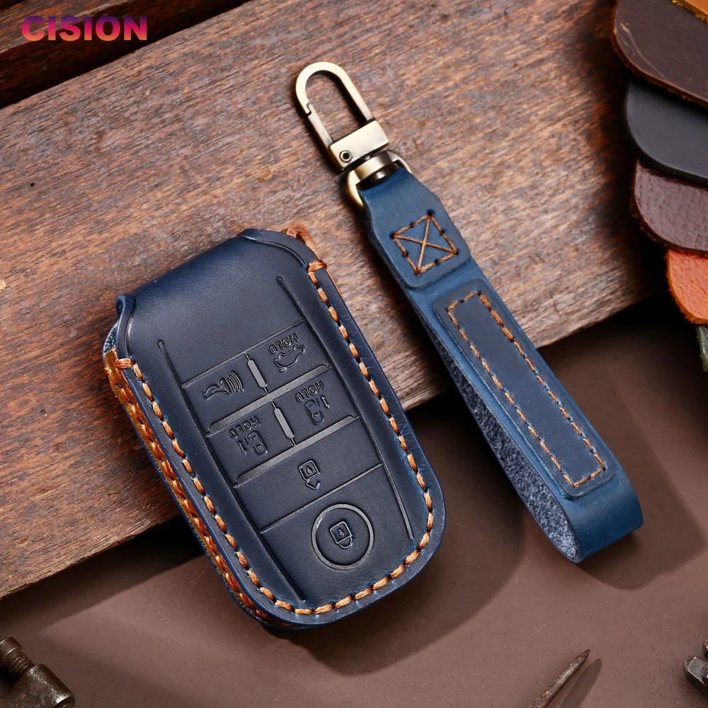 

Leather Remote Car Key Case Cover Key Shell Holder for Kia Sedona Grand Carnival Sorento Rio Ceed Cerato K5 Optima Soul Sportage