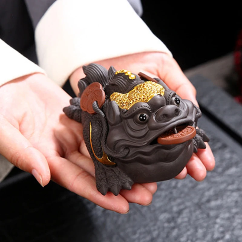 

Tea Set Handmade Purple Sand Tea Pet Toad Doll Sculpture Ornaments Tea Table Ornaments Home Tea Ceremony Accessories