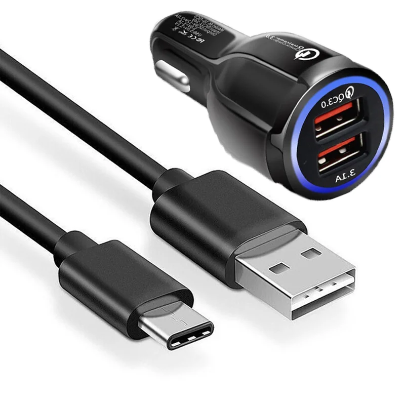 

18W 3.1A Car Charger Dual USB Fast Charging Phone Charger For POCO F3 M3 X3 NFC Xiaomi 11 10T 10S Ultra Type C USB Charger Cable