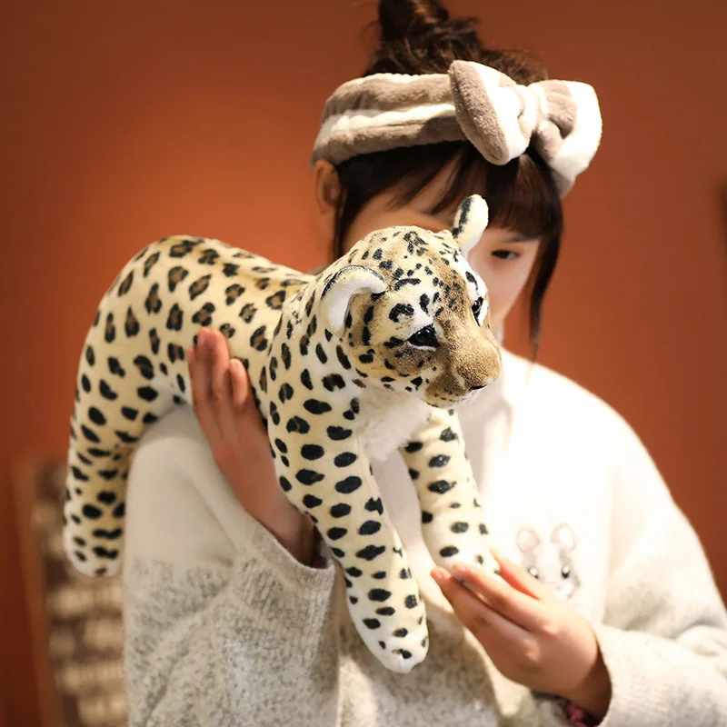 Peluche de leopardo y Tigre de León para niños, juguete de felpa suave y Real para Decoración de cumpleaños para niños