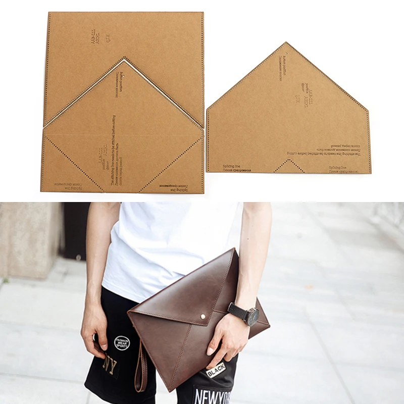 

1Set DIY Kraft Paper Template New Casual Fashion Men's Clutch Wallet Leather Craft Pattern DIY Stencil Sewing Pattern 31cm*23cm