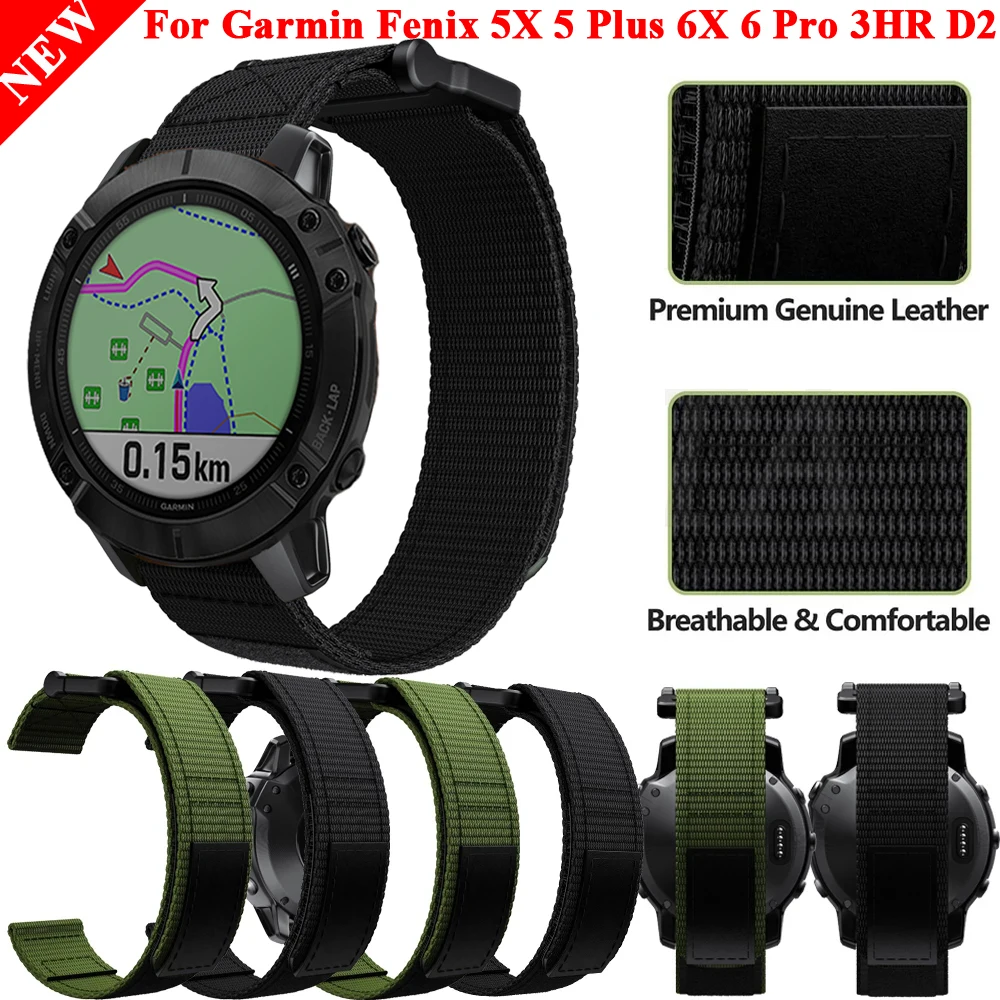 جديد 26 متر 22 مللي متر UltraFit النايلون حلقة حزام ل Garmin Fenix 6x6 برو الساعات خفيفة الوزن الرياضة هوك المنسوجة الفرقة Fenix 5 5X زائد 3HR