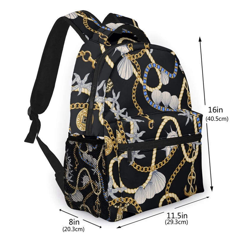 WHEREISART Women Backpack With Multiple Using Children Female School Bag Girls Mochila Black Mujer Golden Baroque Pattern 2021