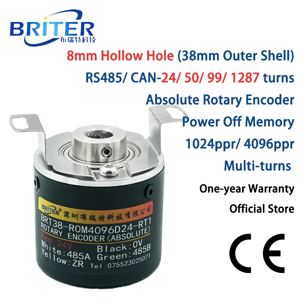 Rotary Encoder Absolute Multi-turns RS485 CAN Angle Measurement Magnetic BriterEncoder blind hole Hollow DIY electronics smart h