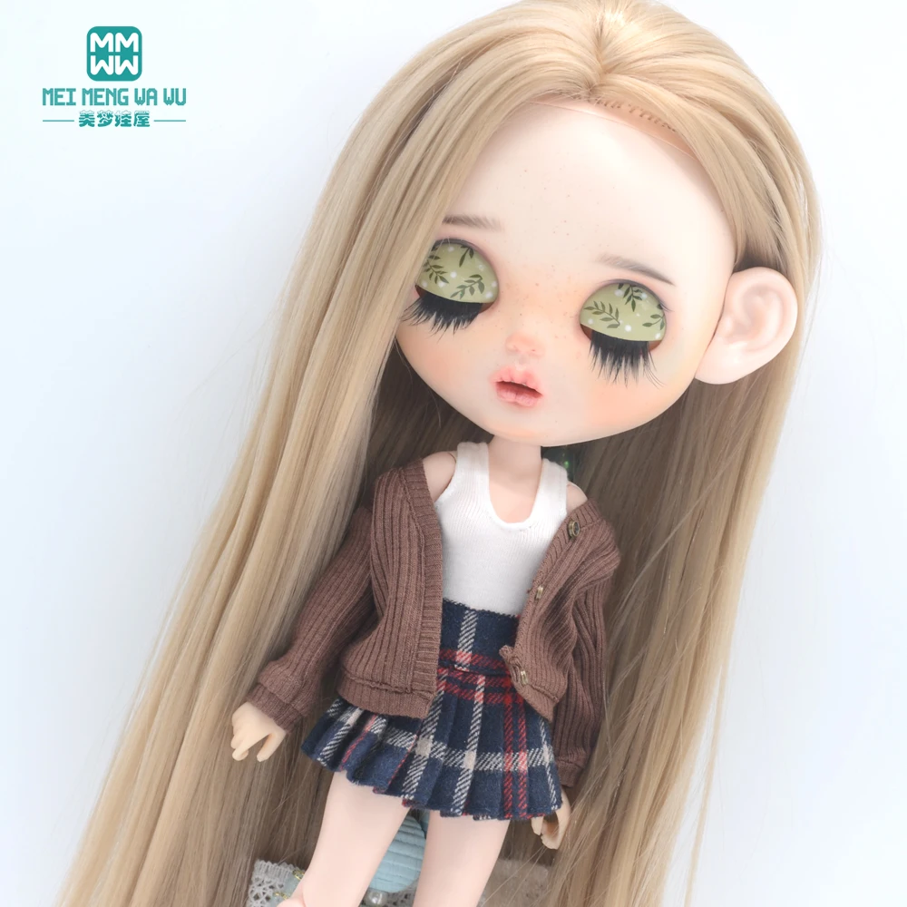 Kleidung für Puppen, passend für Blyth Azone OB22 OB24, Puppenzubehör, modische Jacke, Strickjacke, Minirock, Hemd – Detail 12
