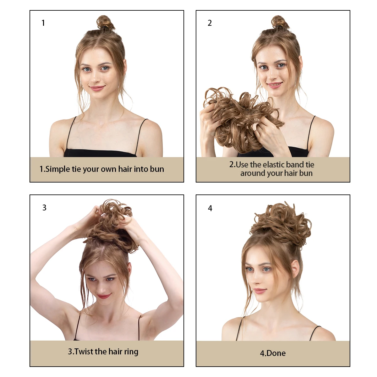 Syntetyczne niechlujne włosy codziennego użytku Chignon Scrunchies sztuczne elastyczne włosy blond brązowe pączek dla kobiet H9