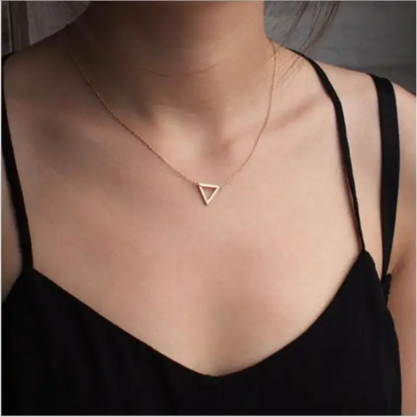Aihua Heißer Verkauf Hohl Dreieck Herzen Mond Sterne Halsketten für Frauen Colliers Kette Halsketten Bijoux Collier Femme – Detail 8