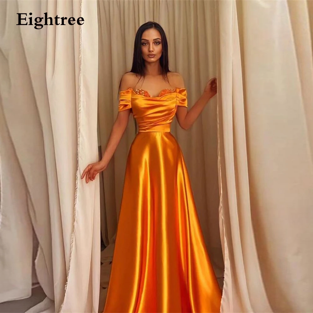 Modern Sequins Yellow Satin Long Party Night Dress Bridal Sweetheart Sleeveless Off Shoulder Beach Evening Formal Dresses Gowns