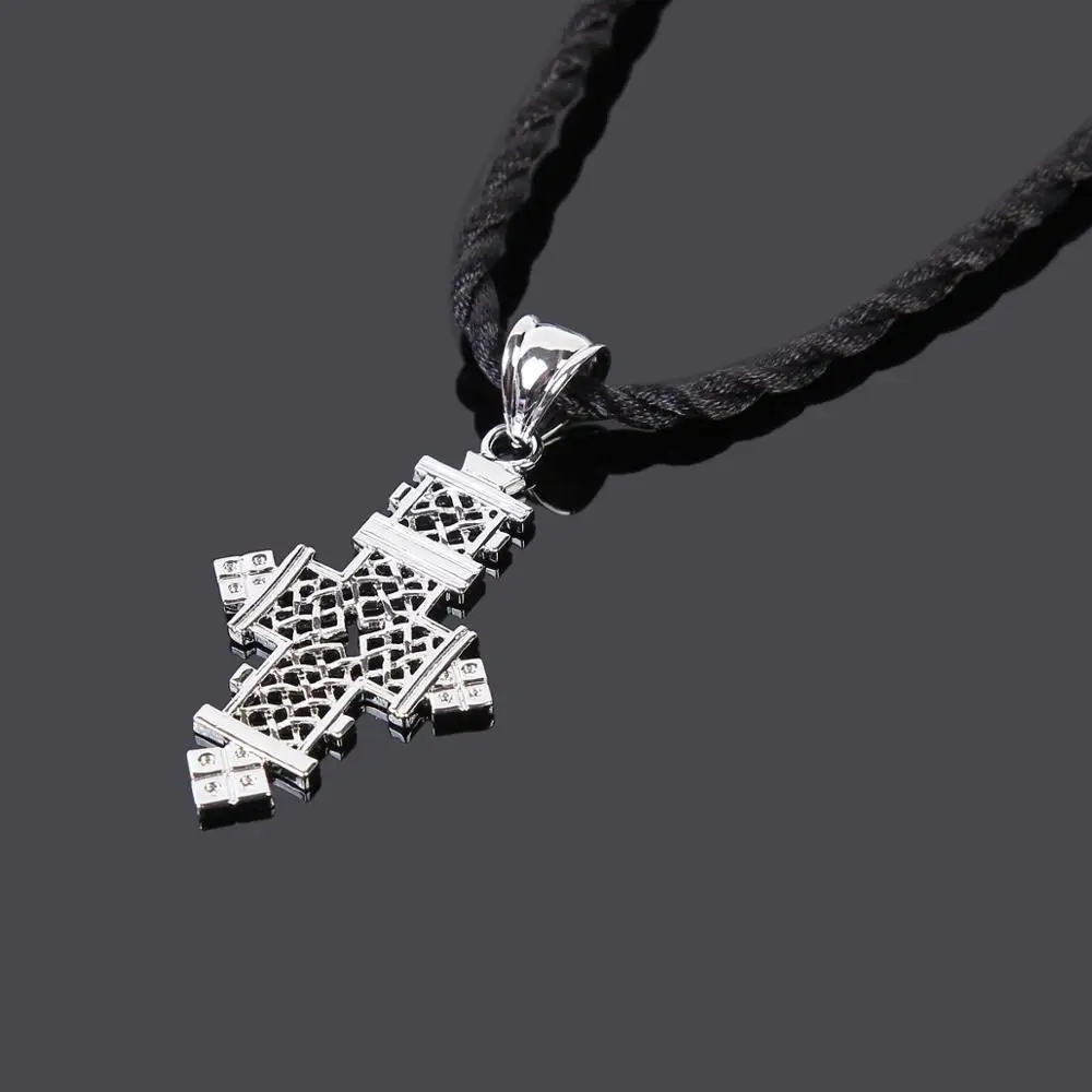 24K Gold Color African Cross Pendant Necklace For Ethiopian Women Jewelry Gifts