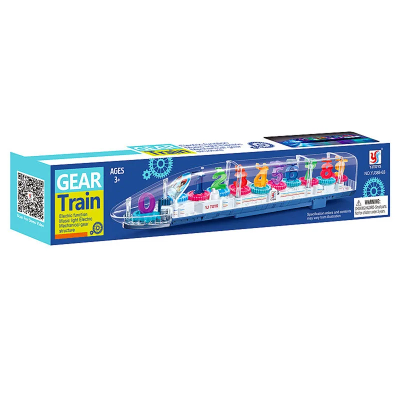 Children's Transparent Gear Electric Toy Train Sound Light And Music Simulation Harmony EMU High-speed Rail Christmas Gifts