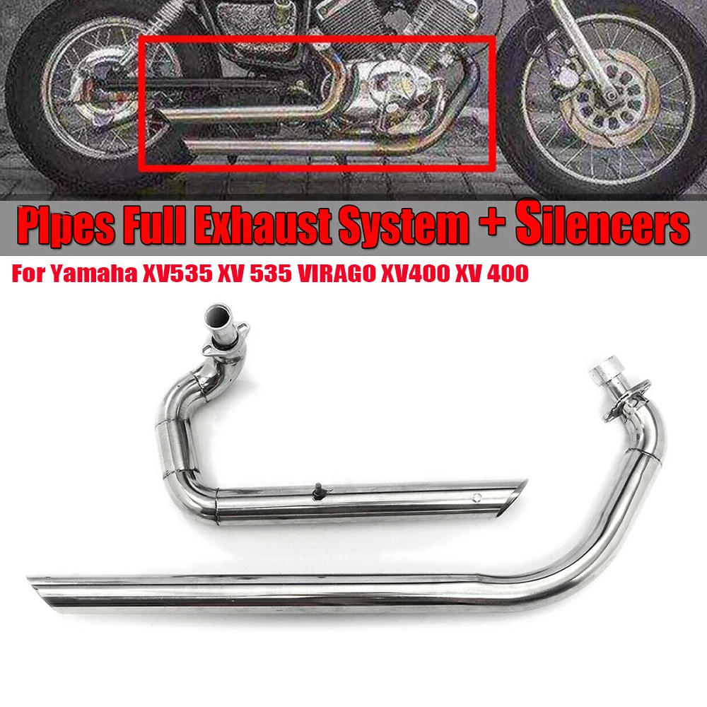 

For Yamaha Virago XV535 XV 535 XV400 XV 400 Motorcycle Exhaust Pipe Drag Pipes Full Muffler Exhaust System Pipe+Silencers