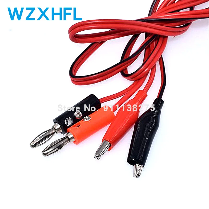 Wholesale 1Pcs 1meter Red and Black Alligator Testing Cord Lead Clip to Banana Plug for Multimeter Test