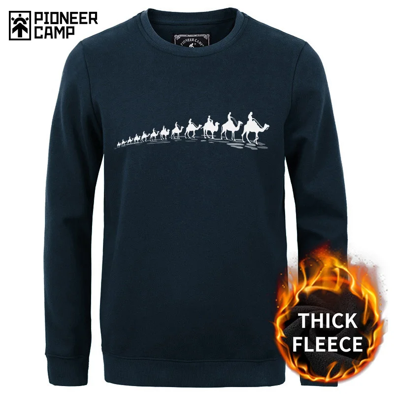 Pioneer Camp new autumn Winter fashion men hoodies casual cotton thicken fleece male pullover tracksuit mens crewneck sweatshirt