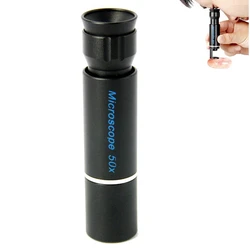 50X Mini Pocket Size Microscope Jeweler Magnifier Compact Blue Coated Handheld Magnifying Glass Loupe for Jewelry Identification