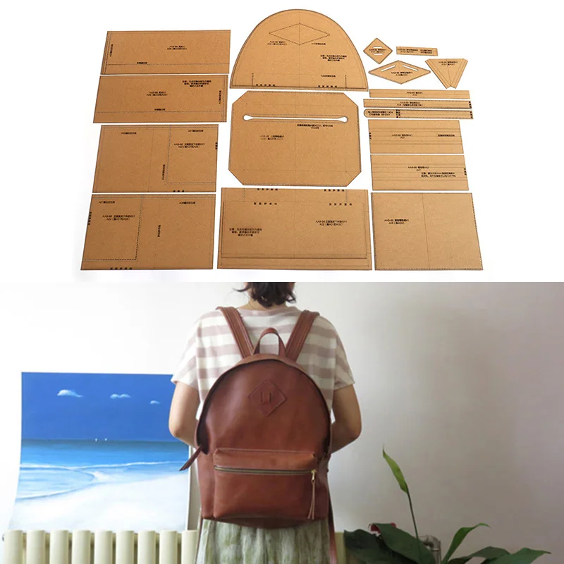 

1Set DIY Kraft Paper Template New Fashion Backpack Men and Women Wallet Leather Craft Pattern DIY Stencil Sewing Pattern 42*34cm