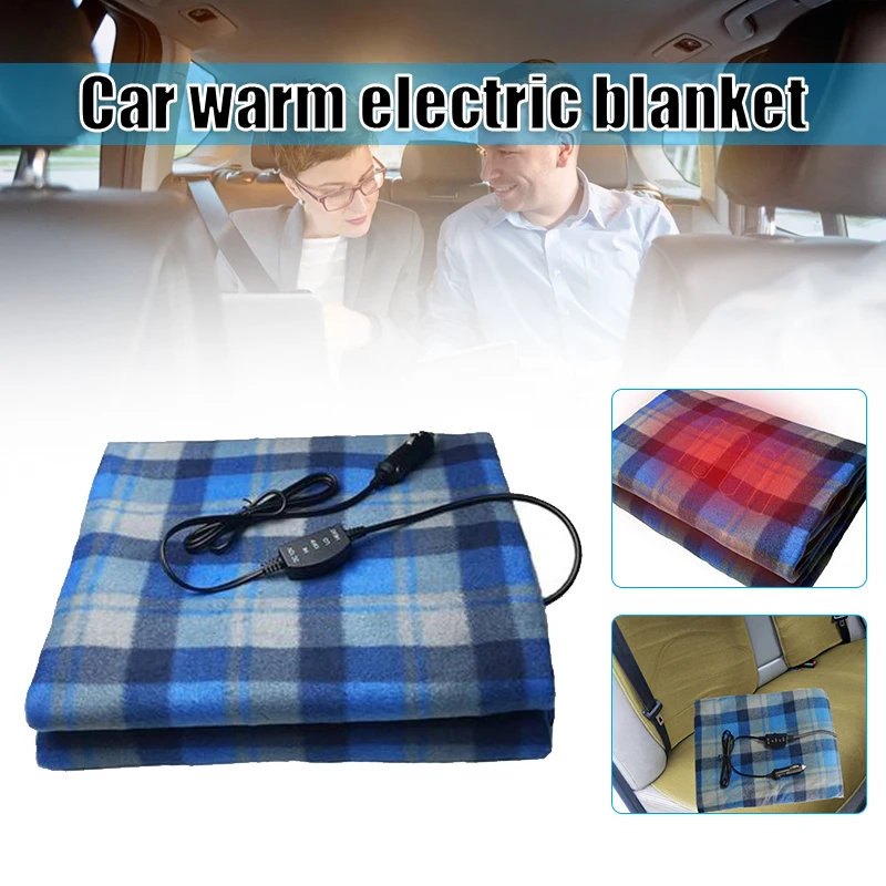 Electric Heating Blanket for Car, Universal Plush Quilt, Portable Fashion, Plaid Blanket for Home, Travel, Camping, 12V