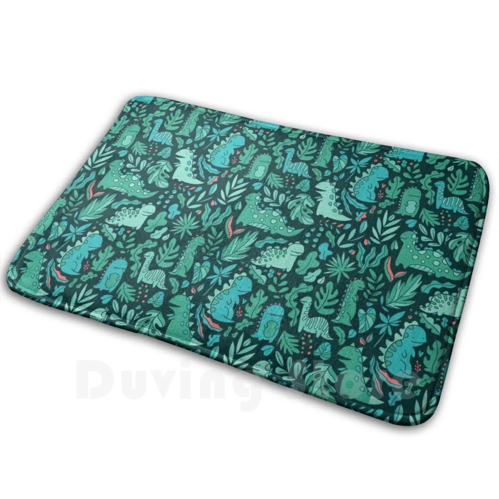 Alfombra con bonitos dinosaurios y hojas tropicales, alfombra antideslizante, alfombrillas para dormitorio, hojas, dinosaurio, Animal, monstruo, Dino salvaje