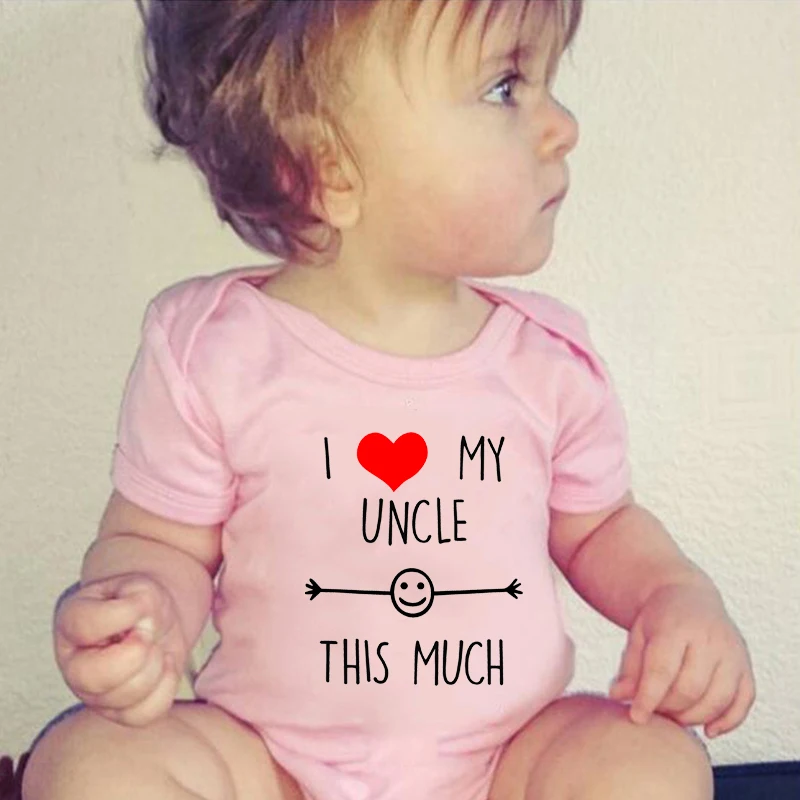 I Love My Uncle This Much Funny Newborn Baby Cotton Romper Infant Girls Boys Short Sleeve Fashion Kawaii Cute Jumpsuit Outfit