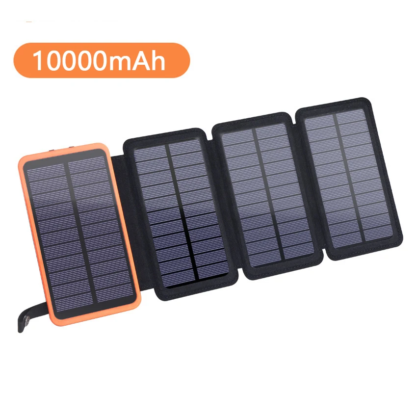 Waterproof Solar Panel Power Bank Outdoor with Camping Flashlight for iPhone 15 Pro Xiaomi Poverbank 10000mAh External Battery