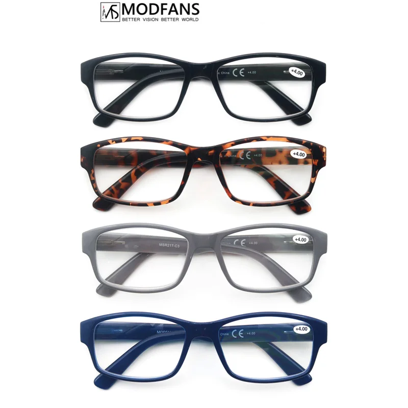 MODFANS Rectangle Oversize Reading Glasses Men Large Square Plastic Frame Sping High Quality Eyeglasses Dioprer MSR217