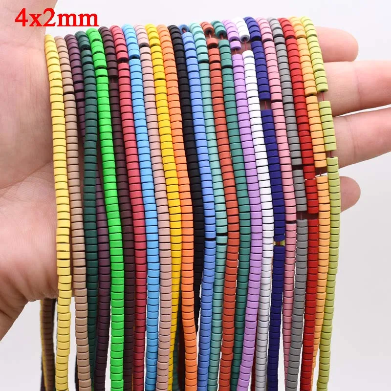 Wholesale 4mm Natural Hematite Beads Rubber color Loose Spacer Beads for Jewelry Making Findings Fit Diy Necklace bracelet