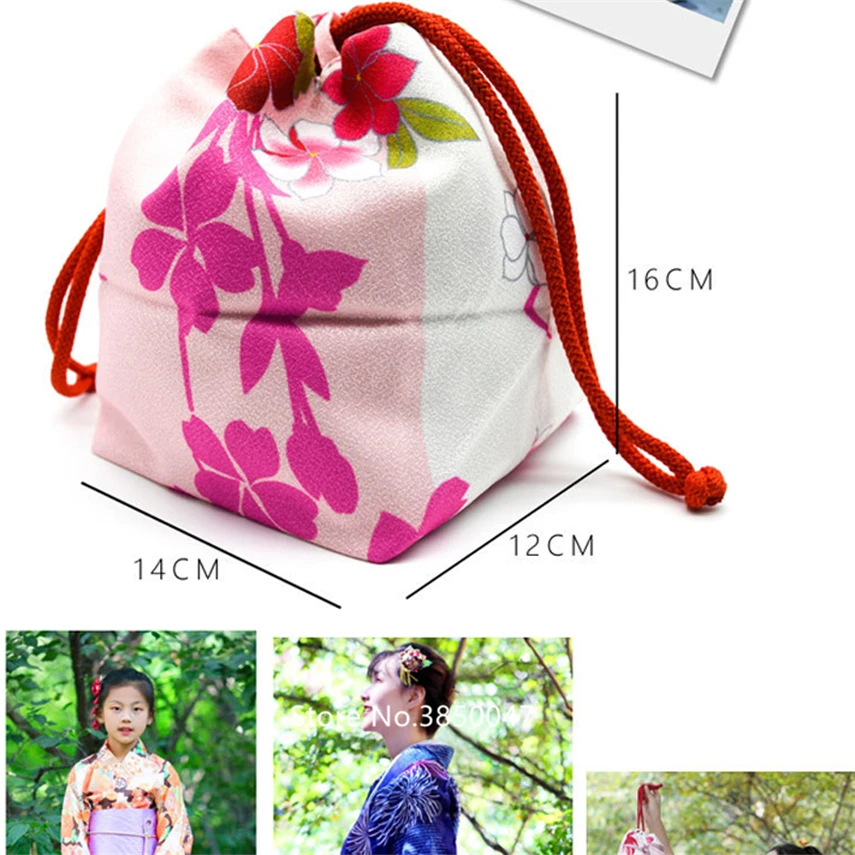 Handbag Kimono Japanese Style Yukata Kawaii Girls Women Bag Vintage Floral Haori Drawstring Bucket Zephyr Gift Party Accessories