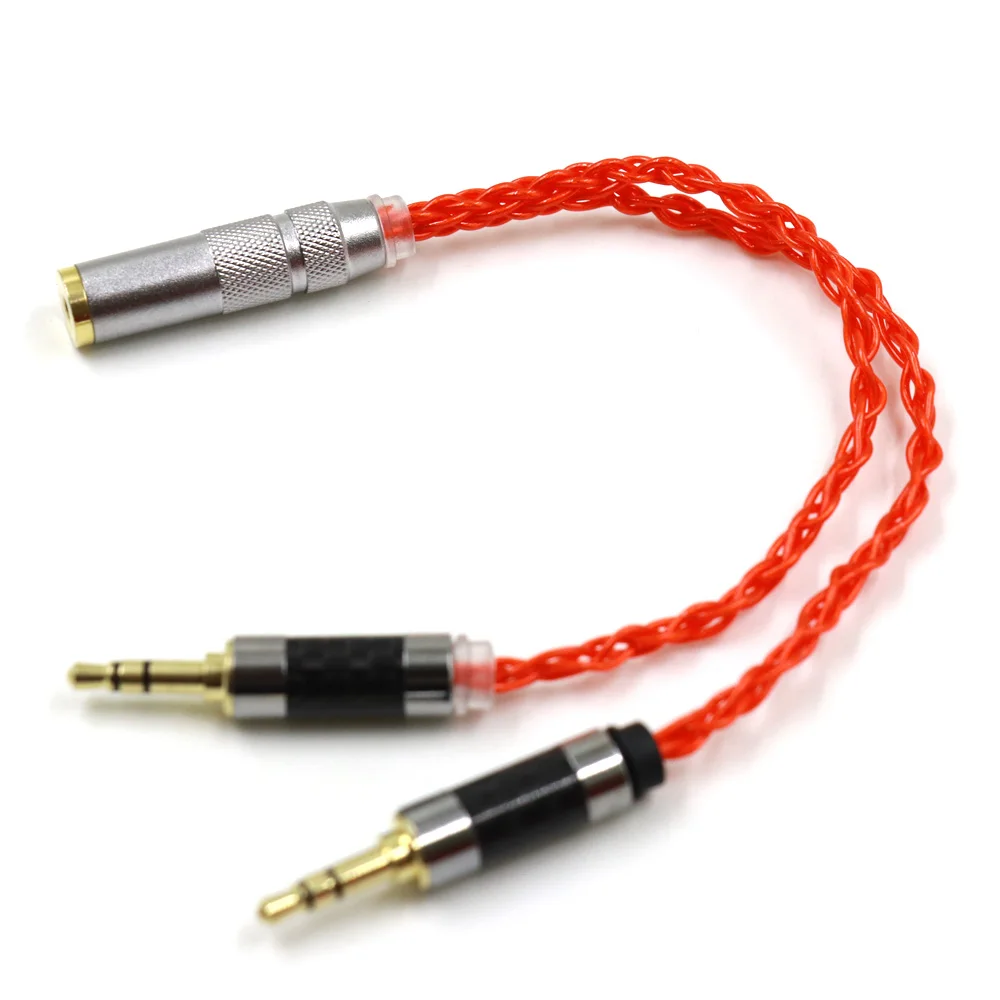 TOP-HiFi-Cable adaptador macho a hembra balanceado, adaptador de 10cm, UP-OCC, individual, plateado, cristal, 2x3,5mm, 4,4mm, naranja, para PHA-3 Pono Player