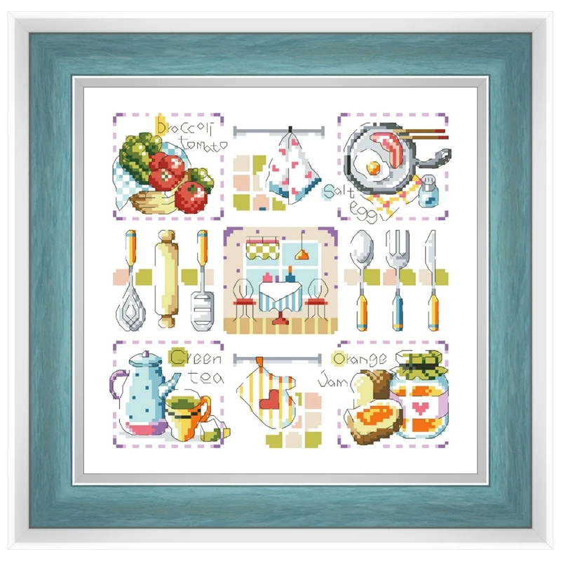 Enjoy food cross stitch kits cartoon bread jam embroidery needlework sets 18ct 14ct 11ct unprint cloth DIY handmade