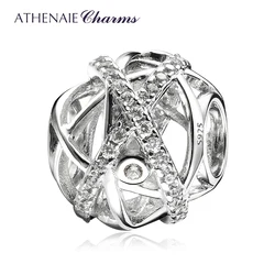 ATHENAIE 925 Sterling Silver with CZ Openwork Starry Sparkling Galaxy Charms Fit Bracelet Necklace For Women Jewerly