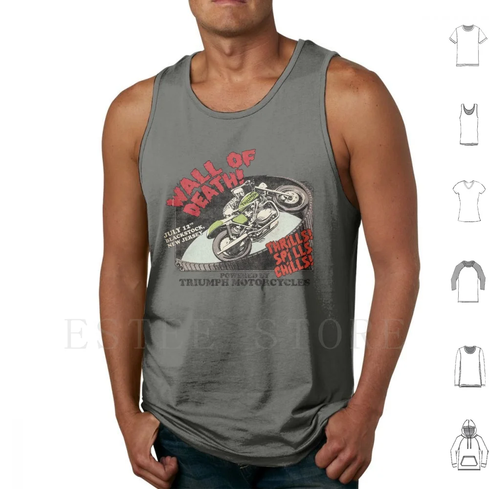 Wall Of Death Tank Tops Vest Sleeveless Thruxton Bonneville Motorcycle Motorcycle Cafe Racer Caferacer Wall Of Death