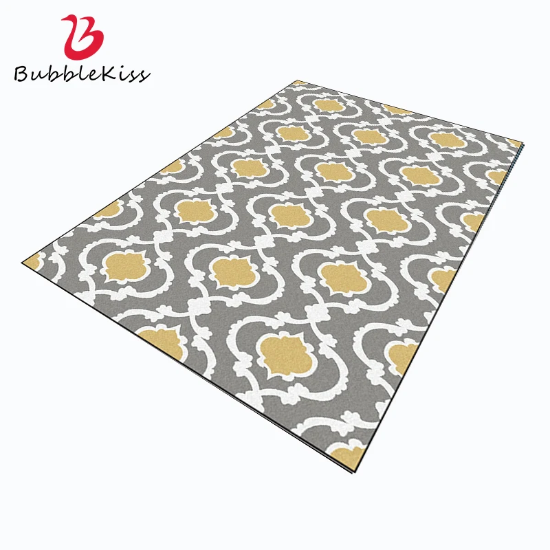 Bubble Kiss Carpet for Home Living Room Nordic Style Gray Yellow Geometric Pattern Carpet Anti-Slip Bedside Decor Rug Soft Mat